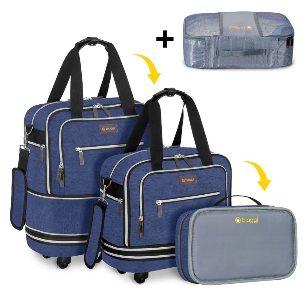 ZIPSAK BOOST! UNDERSEATER EXPANDS TO CARRY-ON-Navy Blue | Biaggi